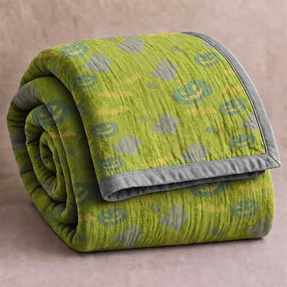 Reversible Halloween Pumpkin Ghost Cotton Blanket
