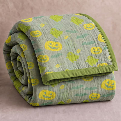 Reversible Halloween Pumpkin Ghost Cotton Blanket