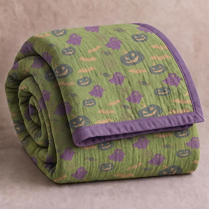 Reversible Halloween Pumpkin Ghost Cotton Blanket