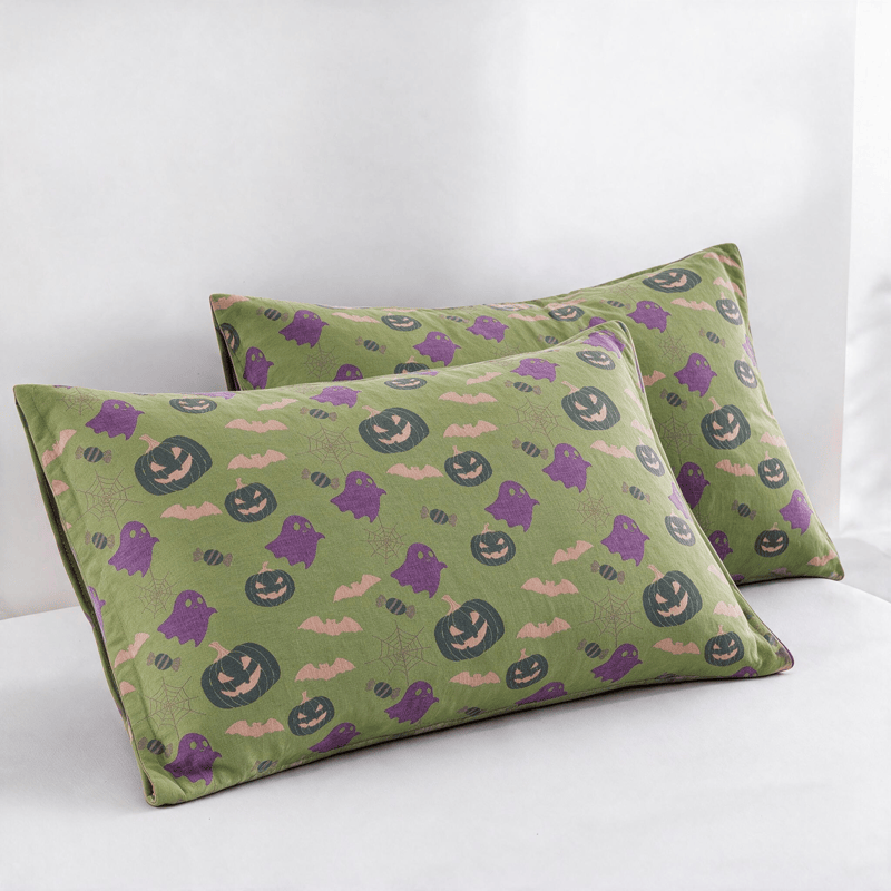 Reversible Halloween Pumpkin Ghost Cotton Blanket