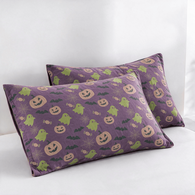 Reversible Halloween Pumpkin Ghost Cotton Blanket
