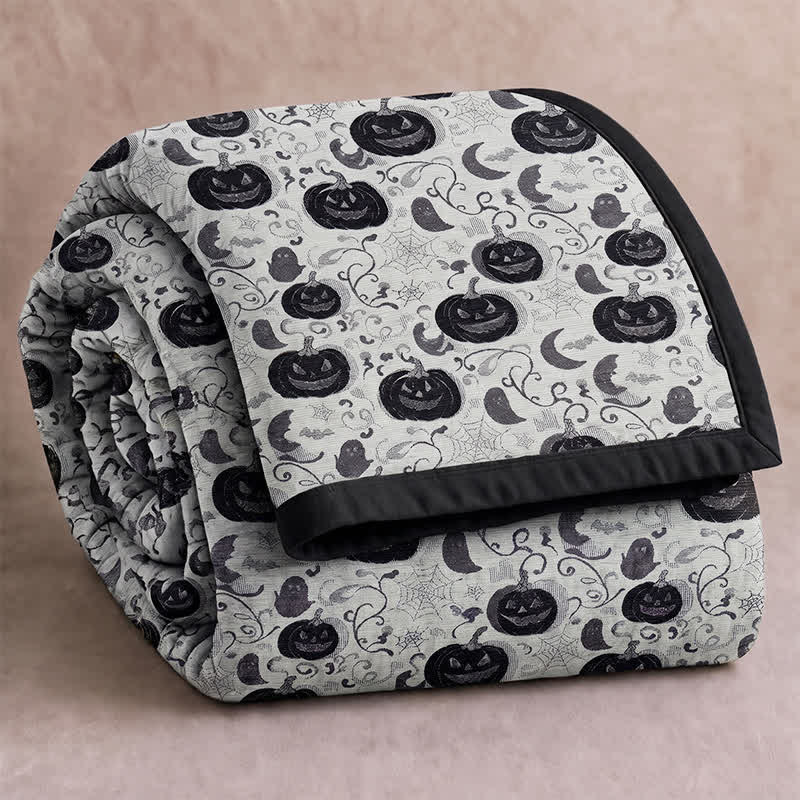 Halloween Pumpkin Ghost Reversible Cotton Blanket