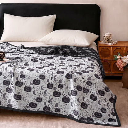 Halloween Pumpkin Ghost Reversible Cotton Blanket