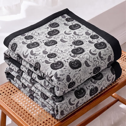 Halloween Pumpkin Ghost Reversible Cotton Blanket