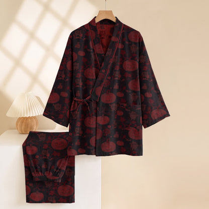 Halloween Pumpkin Cotton Kimono Pajama Set