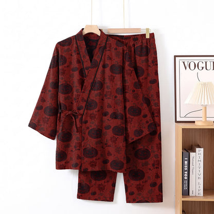 Halloween Pumpkin Cotton Kimono Pajama Set