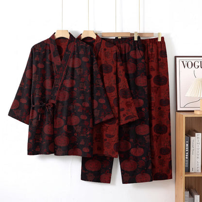 Halloween Pumpkin Cotton Kimono Pajama Set