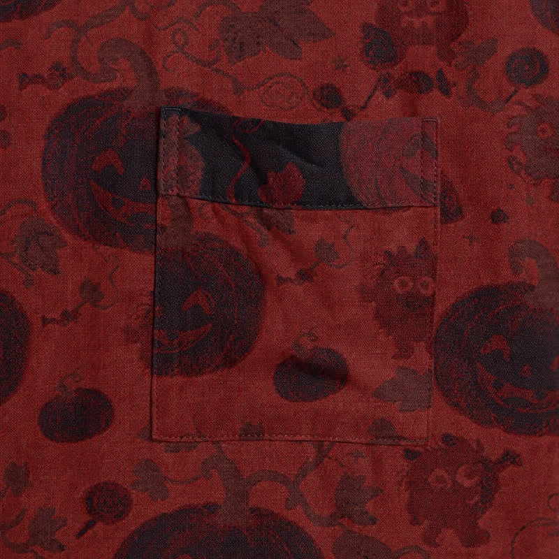 Red-Black Halloween Monster Cotton Kimono Robe