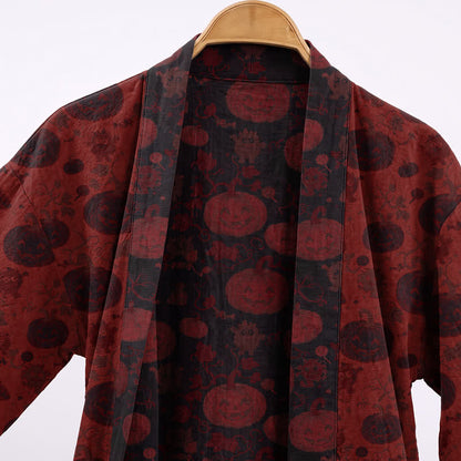 Red-Black Halloween Monster Cotton Kimono Robe