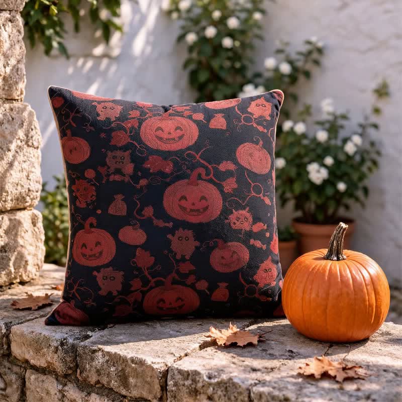 Multi‑Color Halloween Pumpkin & Monster Cotton Pillow