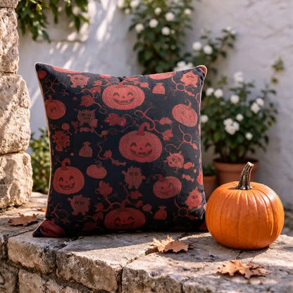 Multi‑Color Halloween Pumpkin & Monster Cotton Pillow