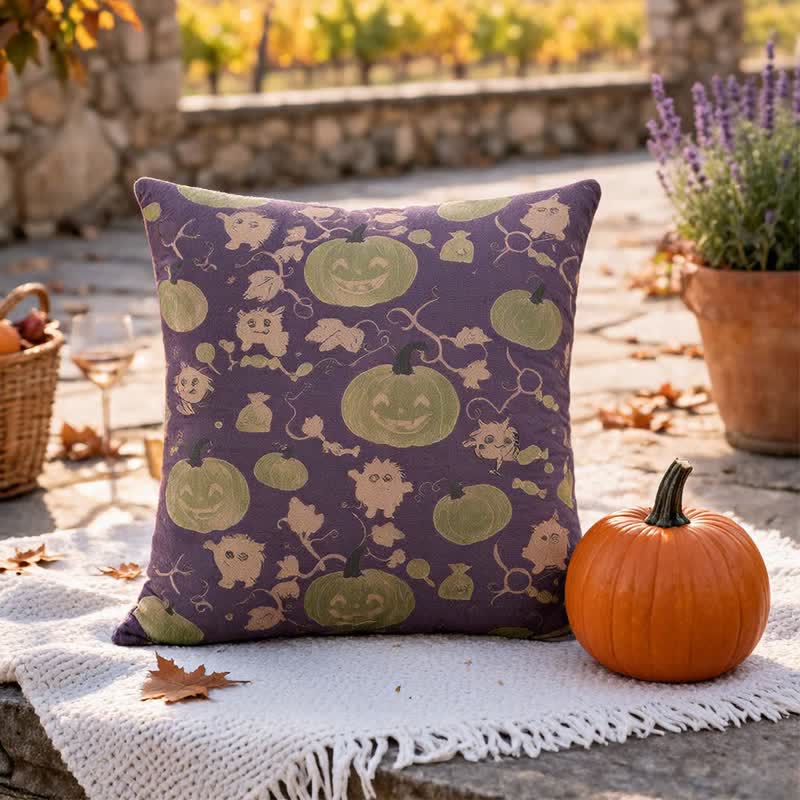 Multi‑Color Halloween Pumpkin & Monster Cotton Pillow