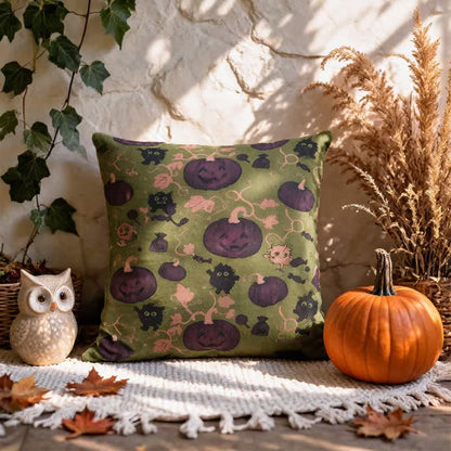 Multi‑Color Halloween Pumpkin & Monster Cotton Pillow
