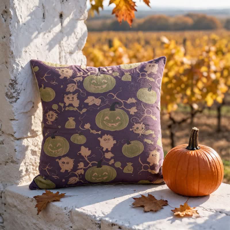 Multi‑Color Halloween Pumpkin & Monster Cotton Pillow
