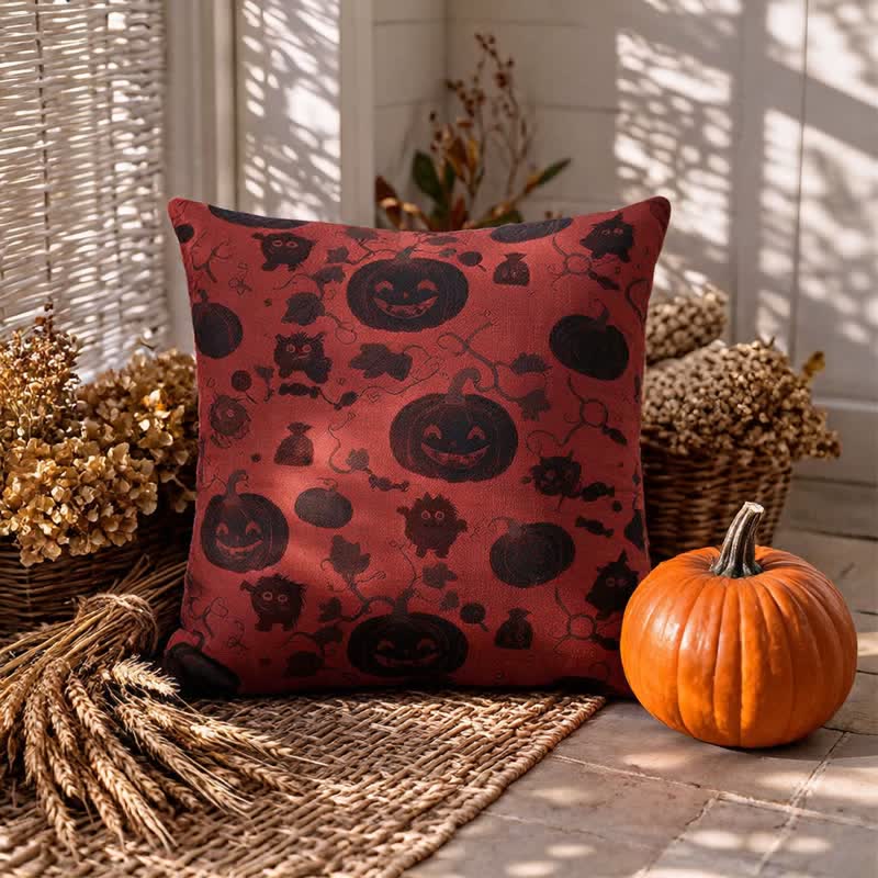 Multi‑Color Halloween Pumpkin & Monster Cotton Pillow