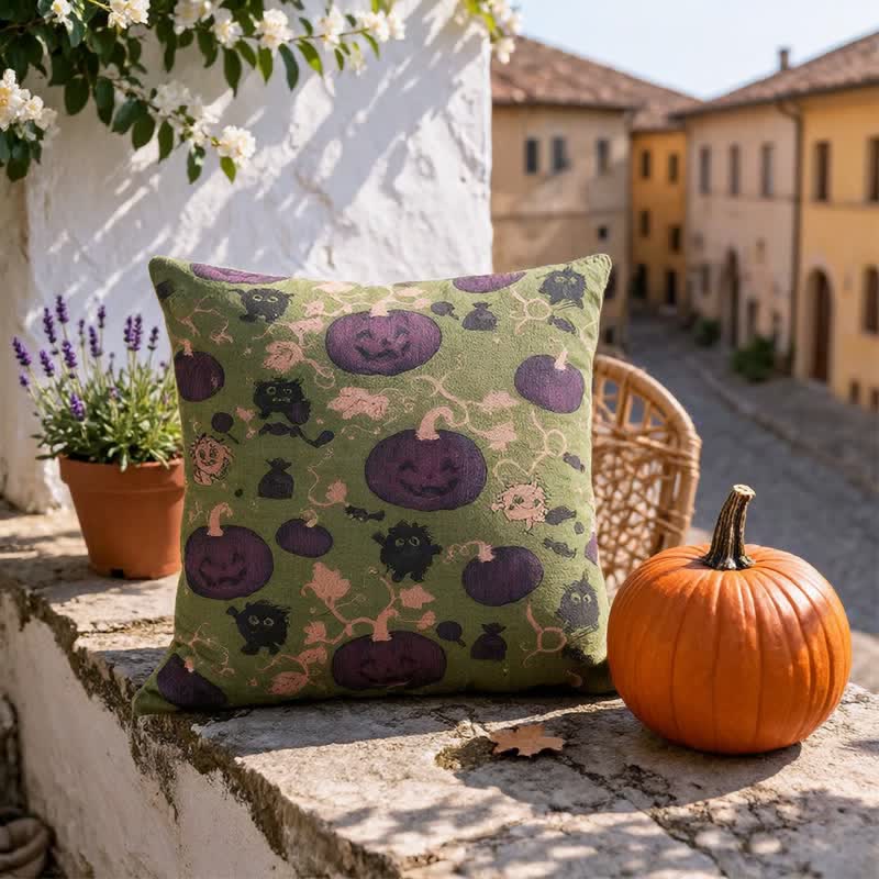 Multi‑Color Halloween Pumpkin & Monster Cotton Pillow