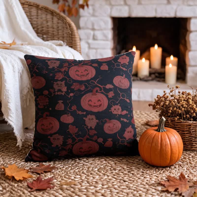 Multi‑Color Halloween Pumpkin & Monster Cotton Pillow
