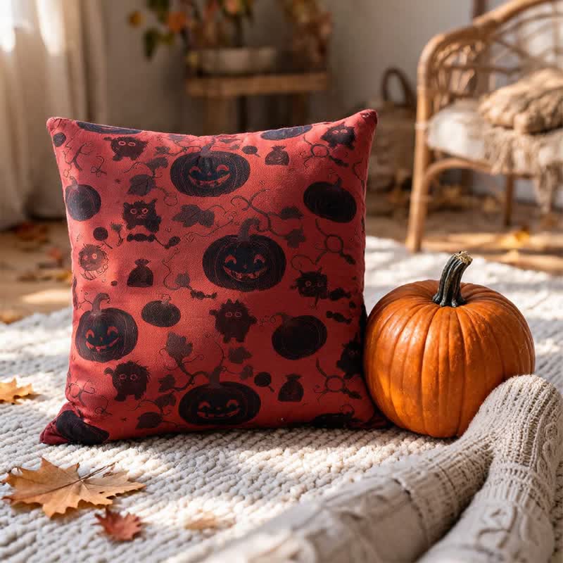 Multi‑Color Halloween Pumpkin & Monster Cotton Pillow