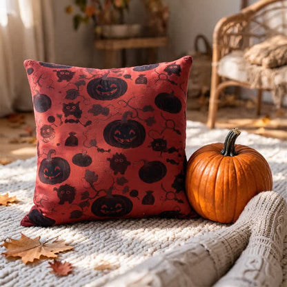 Multi‑Color Halloween Pumpkin & Monster Cotton Pillow