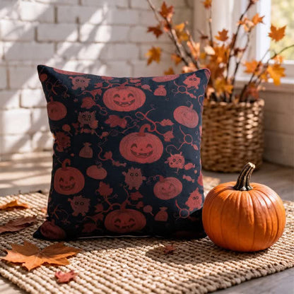 Multi‑Color Halloween Pumpkin & Monster Cotton Pillow