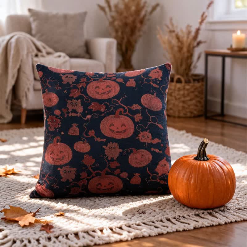 Multi‑Color Halloween Pumpkin & Monster Cotton Pillow