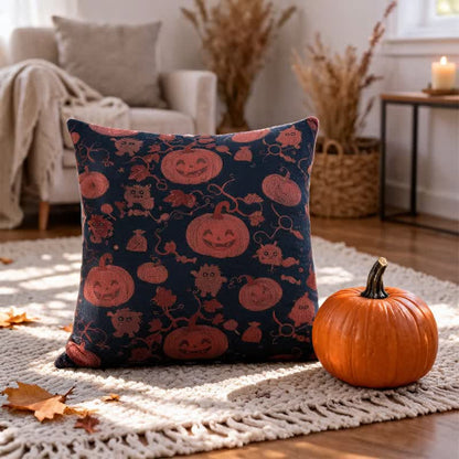 Multi‑Color Halloween Pumpkin & Monster Cotton Pillow