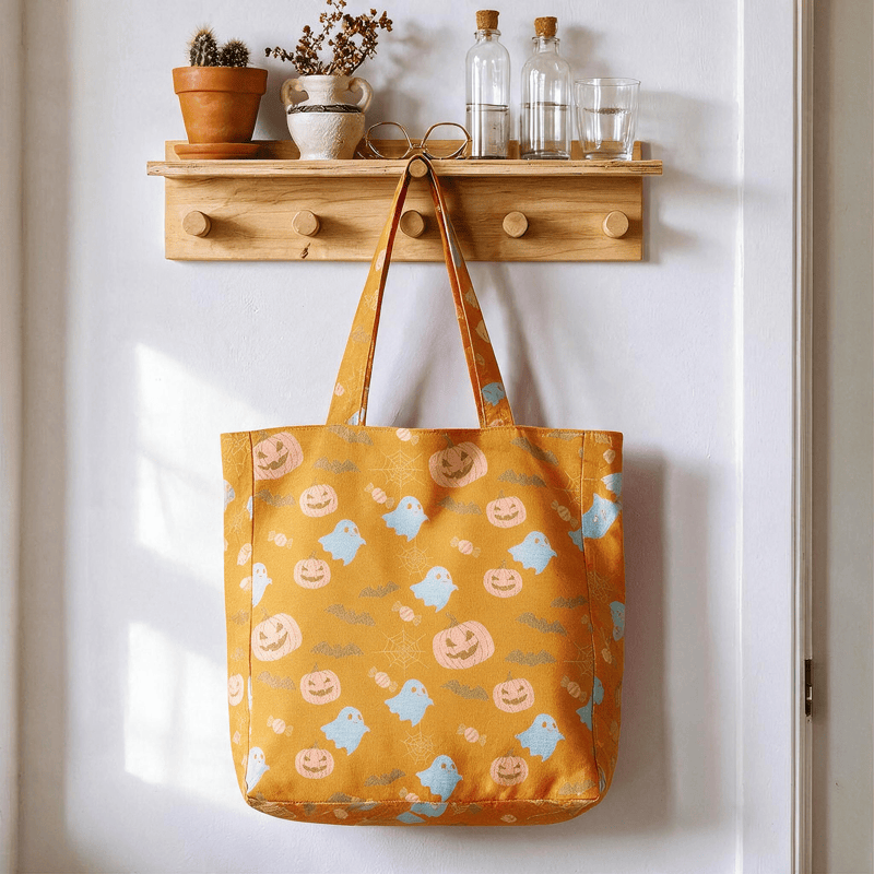 Multi‑Color Halloween Ghost Cotton Tote Bag