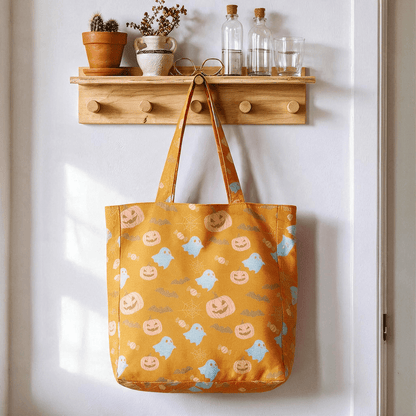 Multi‑Color Halloween Ghost Cotton Tote Bag