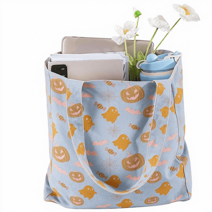 Multi‑Color Halloween Ghost Cotton Tote Bag