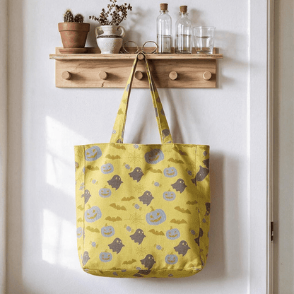 Multi‑Color Halloween Ghost Cotton Tote Bag