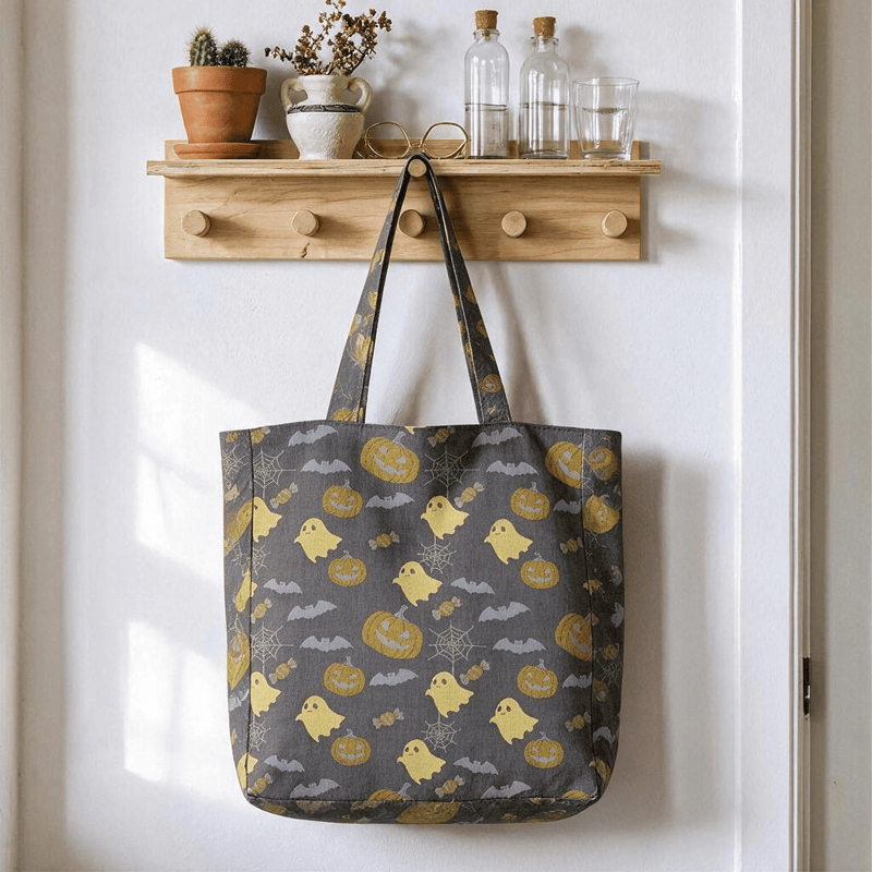 Multi‑Color Halloween Ghost Cotton Tote Bag