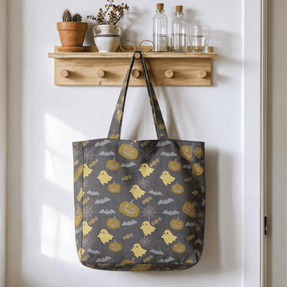 Multi‑Color Halloween Ghost Cotton Tote Bag