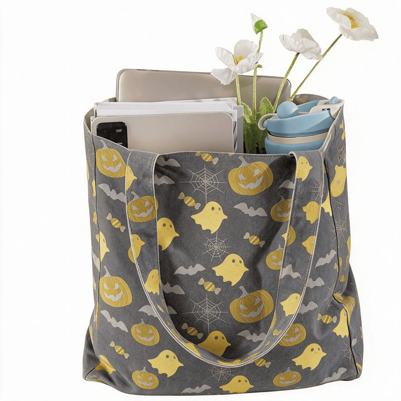 Multi‑Color Halloween Ghost Cotton Tote Bag