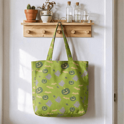 Multi‑Color Halloween Ghost Cotton Tote Bag