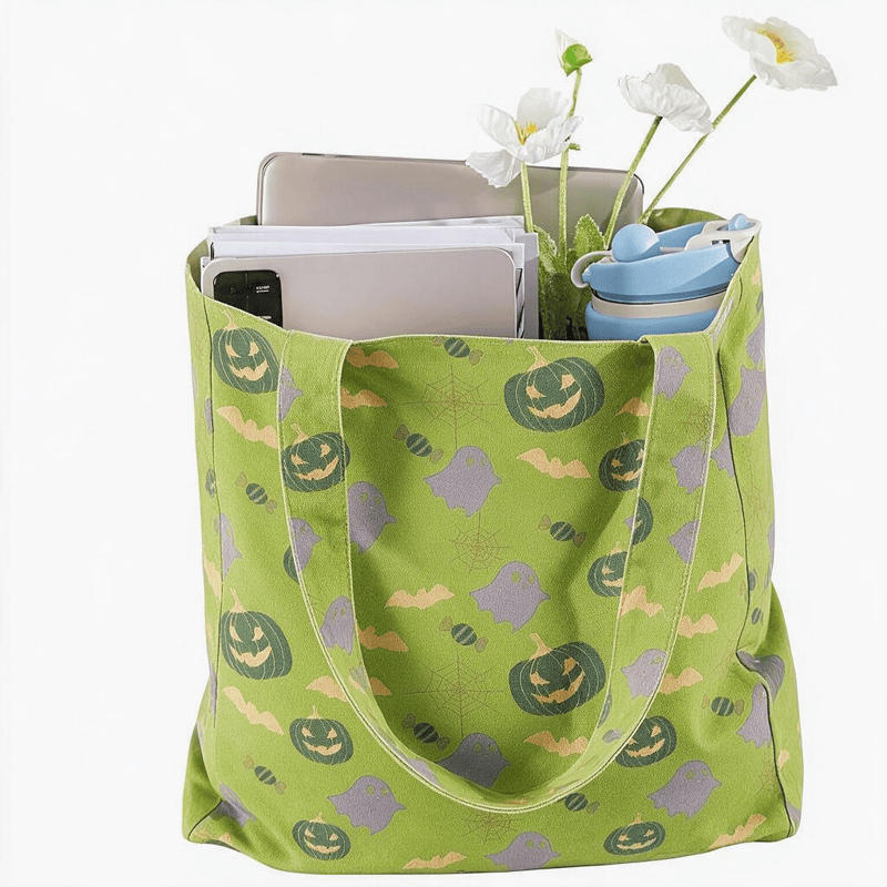 Multi‑Color Halloween Ghost Cotton Tote Bag