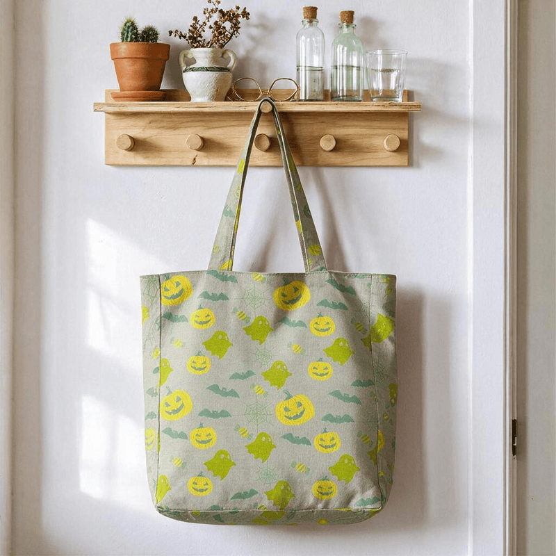 Multi‑Color Halloween Ghost Cotton Tote Bag