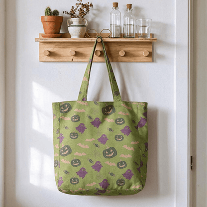 Multi‑Color Halloween Ghost Cotton Tote Bag