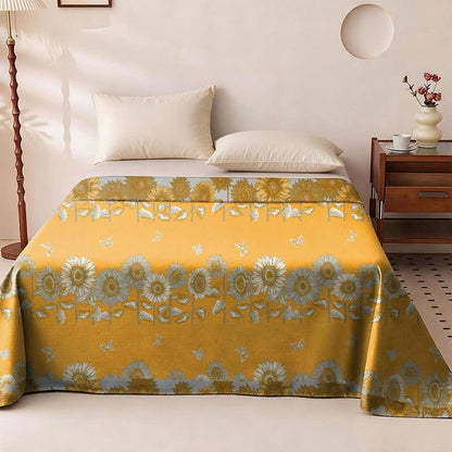 Sunflower Butterfly Cotton Gauze Reversible Bedspread