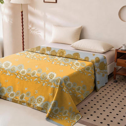 Sunflower Butterfly Cotton Gauze Reversible Bedspread