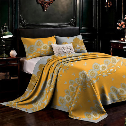 Sunflower Butterfly Cotton Gauze Reversible Bedspread