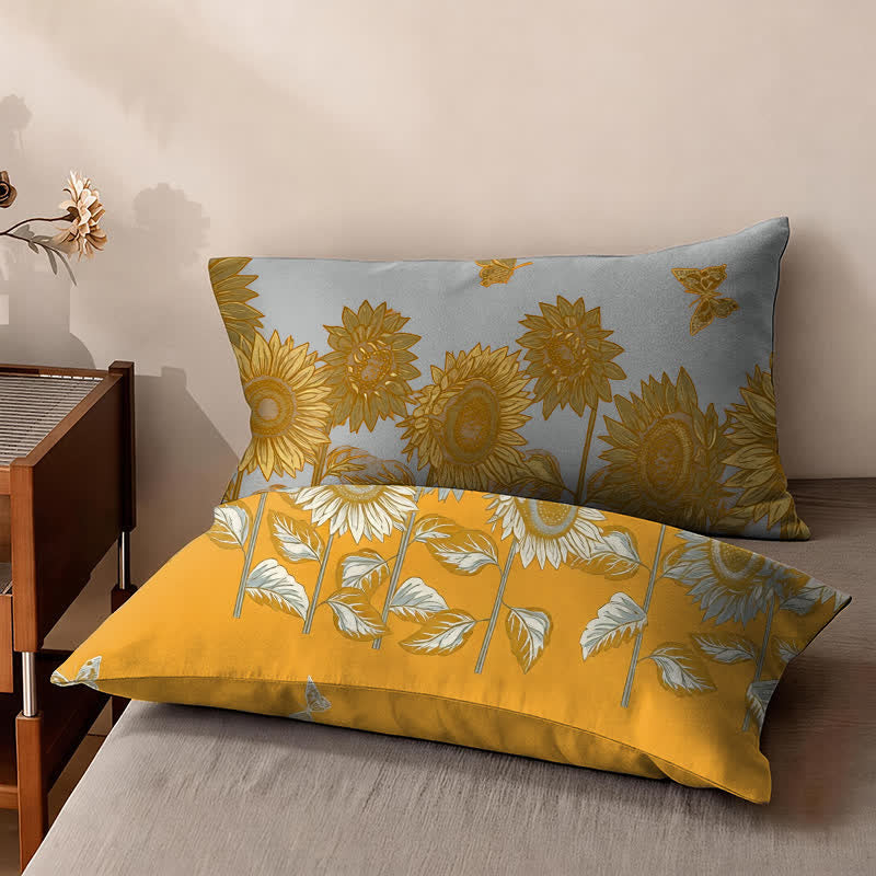 Sunflower Butterfly Cotton Gauze Reversible Bedspread