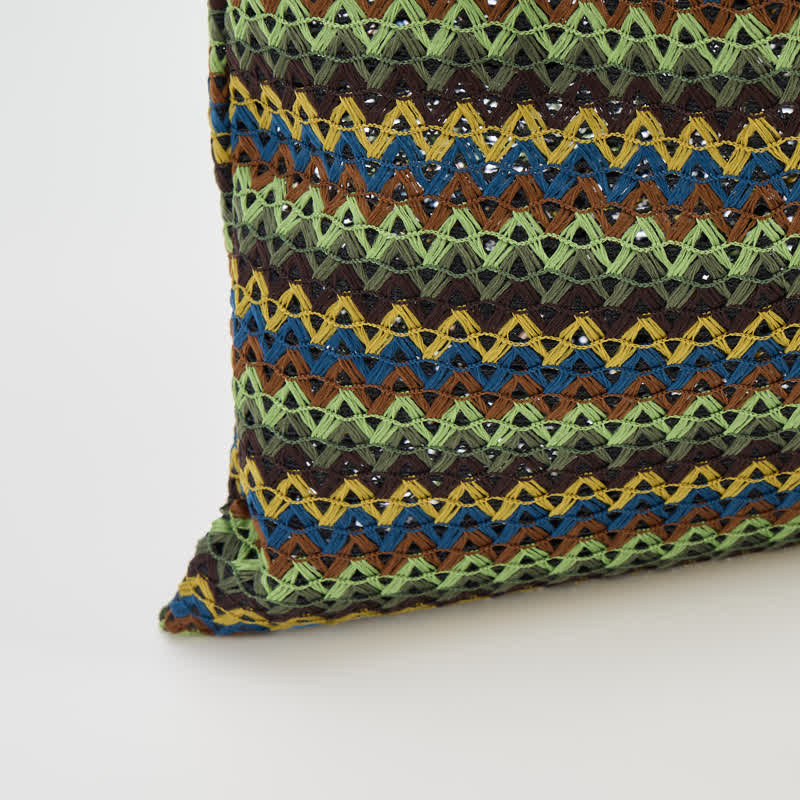 Green Wavy Stripe Tote Shoulder Bag