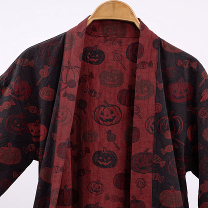 Red-Black Halloween Monster Cotton Kimono Robe