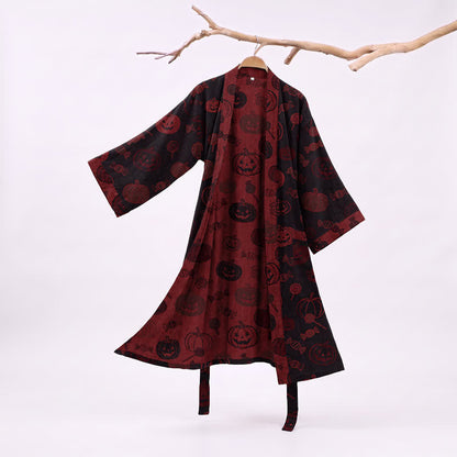 Spooky Pumpkin Candy Cotton Kimono Robe