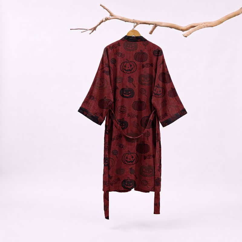 Spooky Pumpkin Candy Cotton Kimono Robe