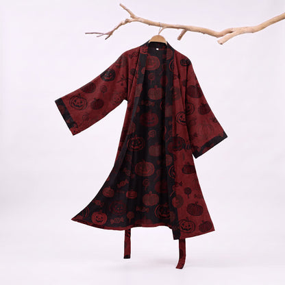 Spooky Pumpkin Candy Cotton Kimono Robe