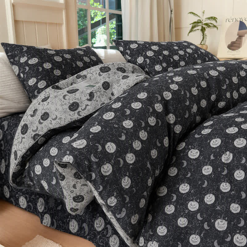 Halloween Pumpkin Moon Cotton Bedding Set