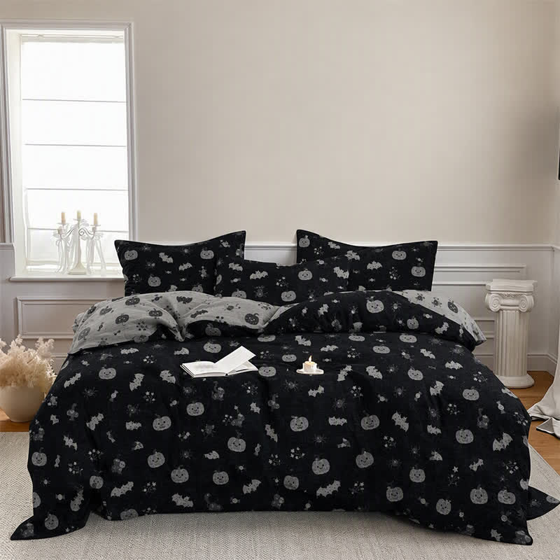 Halloween Pumpkin Bat Cotton Bedding Set