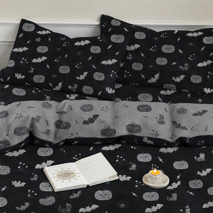 Halloween Pumpkin Bat Cotton Bedding Set