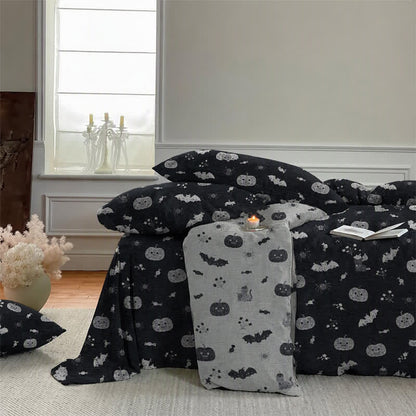 Halloween Pumpkin Bat Cotton Bedding Set